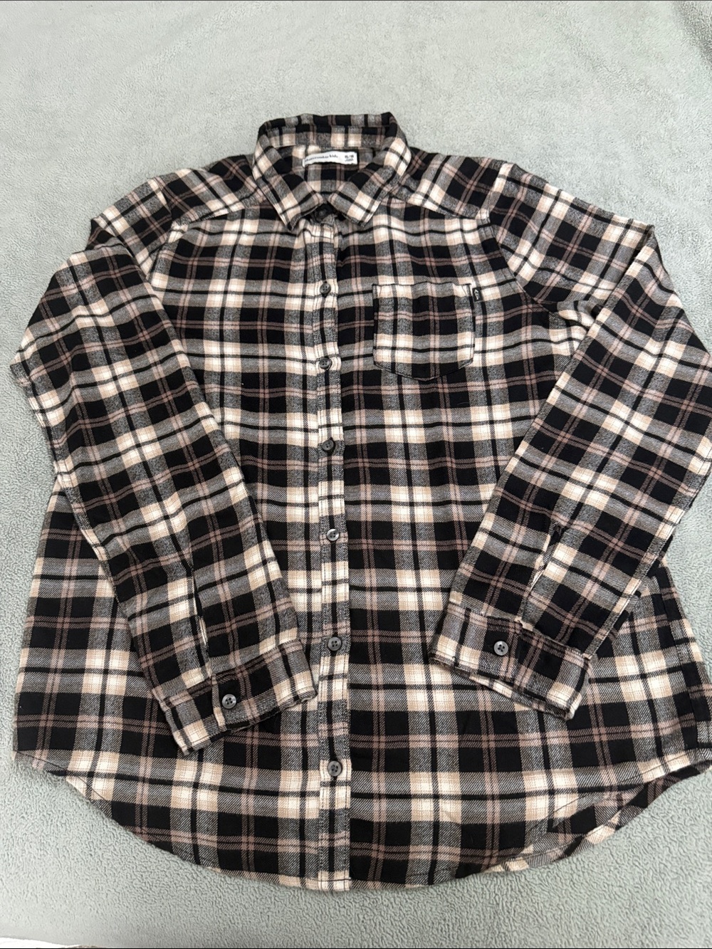 abercrombie kids Black and Cream Plaid Button-Up Shirt